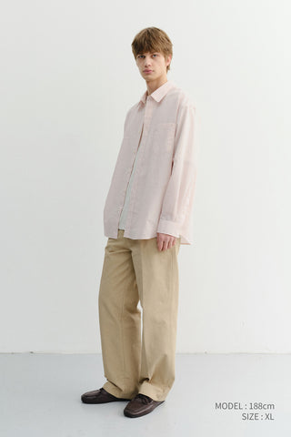 UNISEX SUMMER BREEZE STRIPED OVERSHIRT SOFT PINK