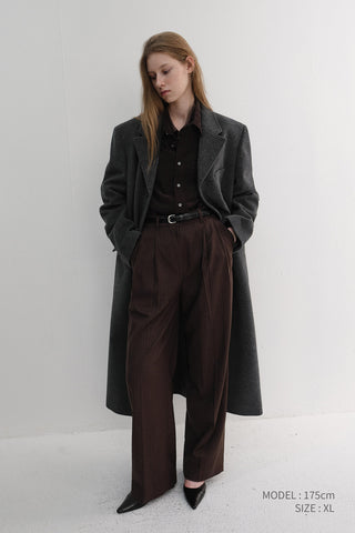 UNISEX 2-WAY 3 BUTTON CASHMERE COAT CHARCOAL GREY