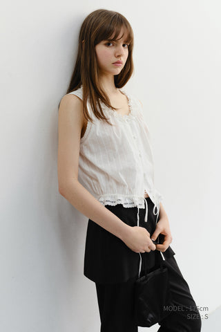 FRILL SLEEVELESS BLOUSE WHITE