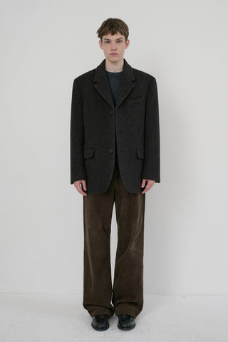 UNISEX 3 BUTTON WOOL BLAZER CHARCOAL GREY