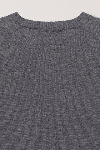 HALF SLEEVE KNIT TOP MELANGE GREY