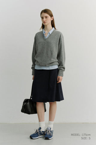 UNISEX SOFT V-NECK SWEATER MELANGE GREY