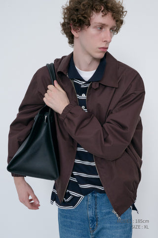 UNISEX COLLARED BLOUSON JACKET BROWN