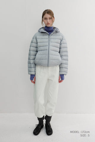 UNISEX LIGHT GOOSE DOWN JACKET GREYISH BLUE