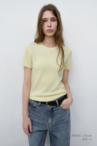 HALF SLEEVE KNIT TOP LEMON BUTTER