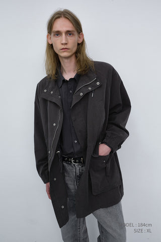 UNISEX MODERN FIELD JACKET WASHED CHARCOAL GREY