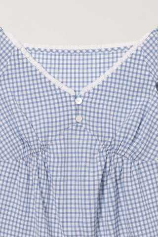 2-WAY SHOULDER BLOUSE BLUE CHECK