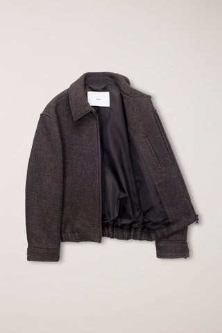 UNISEX COLLARED WOOL BLOUSON BROWN MELANGE