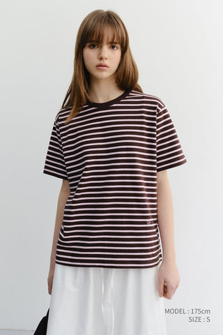 UNISEX STRIPED T-SHIRT BROWN PINK