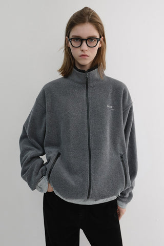 UNISEX ZIP-UP FLEECE SWEATSHIRT CHARCOAL GREY