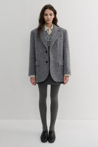 UNISEX ALPACA BLAZER COAT MELANGE GREY