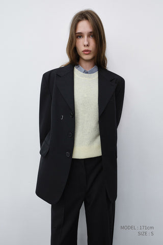 UNISEX REFINED MASCULINE WOOL BLAZER BLACK