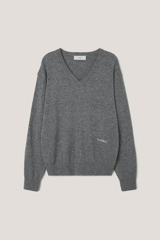 UNISEX SOFT V-NECK SWEATER MELANGE GREY