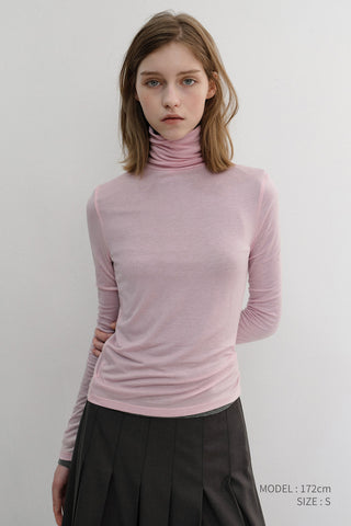 ESSENTIAL ROLL NECK TOP SOFT PINK