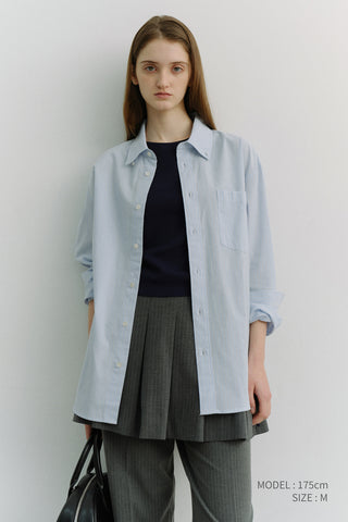 UNISEX OVERSIZED BD STRIPED SHIRT BLUE GREY STRIPE