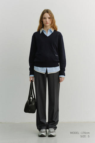 UNISEX SOFT V-NECK SWEATER FRENCH NAVY