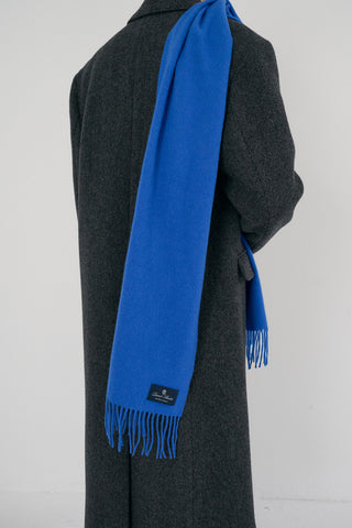 FRINGED CASHMERE MUFFLER KOVALT BLUE