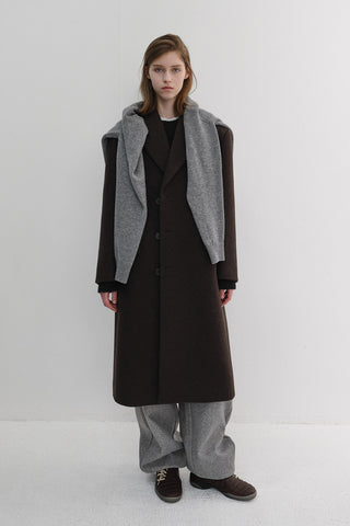 UNISEX BOXY TAILORED COAT DEEP BROWN