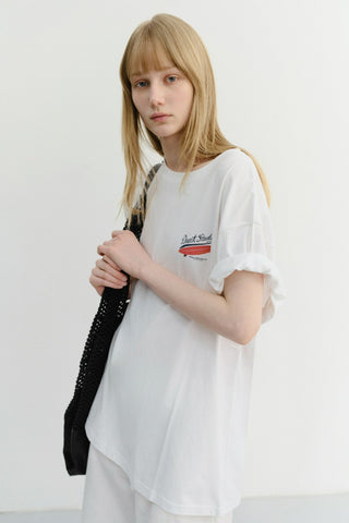 UNISEX SUMMER HOLIDAY SURF BOARD T-SHIRT OFF WHITE