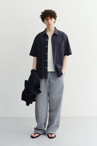 UNISEX CHECKED PAJAMA SLACKS NAVY CHECK