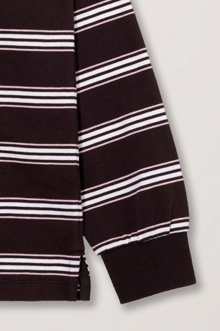 UNISEX MULTI STRIPE COLLARED T-SHIRT BROWN STRIPE