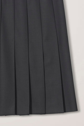 PLEATS LONG SKIRT CHARCOAL GREY