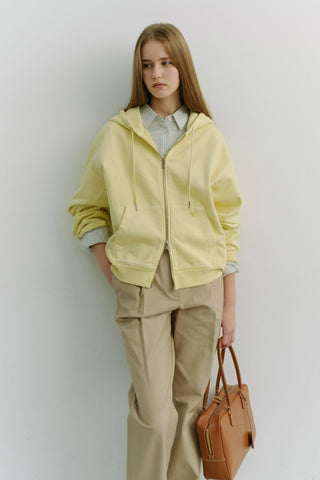 UNISEX GARMENT DYED ZIP-UP HOODIE VANILLA BUTTER