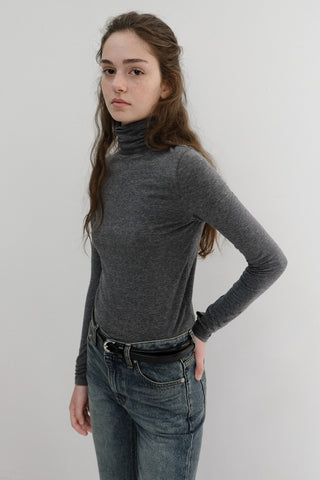 ESSENTIAL ROLL NECK TOP MELANGE GREY