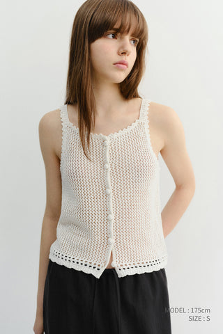 CROCHET BUSTIER KNIT TOP IVORY
