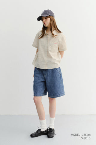 UNISEX LINEN DENIM SHORTS CLASSIC BLUE
