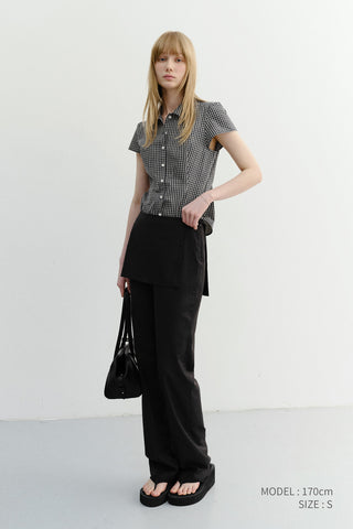 VINTAGE CAP SLEEVE SLIM SHIRT BLACK CHECK
