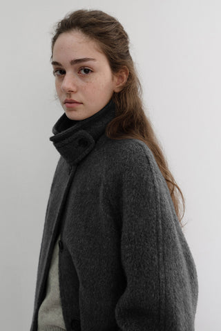 BELTED HALF COAT CHARCOAL GREY