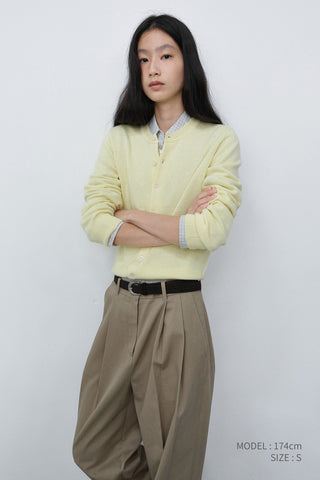 UNISEX CREWNECK KNIT CARDIGAN LEMON BUTTER