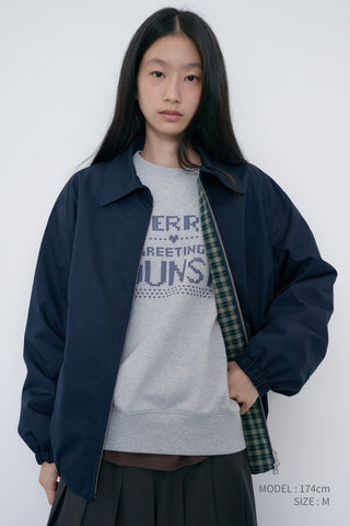 UNISEX COLLARED BLOUSON JACKET NAVY