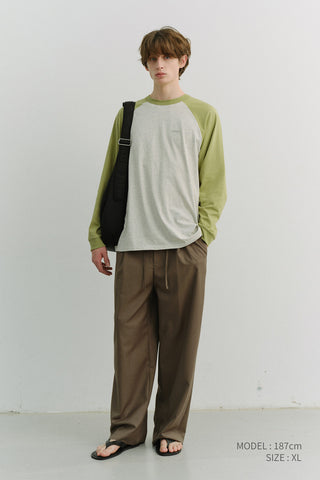 UNISEX RAGLAN T-SHIRT OLIVE GREEN OATMEAL MELANGE