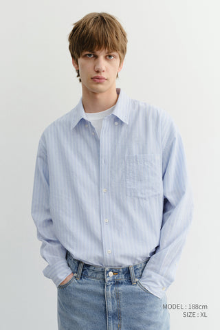 UNISEX CLASSIC STRIPED BD OVERSHIRT BLUE