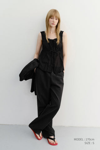 SHIRRING SLEEVELESS BLOUSE BLACK