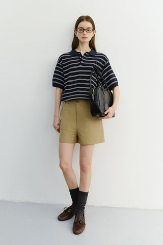 COTTON SAFARI SHORTS KHAKI BEIGE