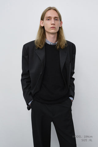 UNISEX CLASSIC 3 BUTTON WOOL BLAZER BLACK