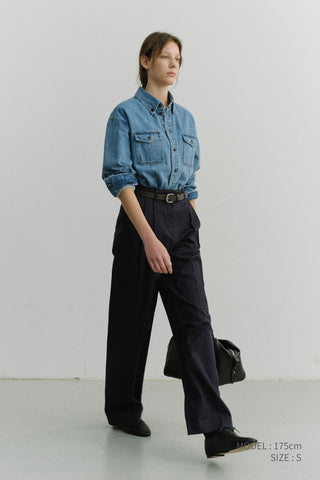DOUBLE PLEATED SLACKS BLACK