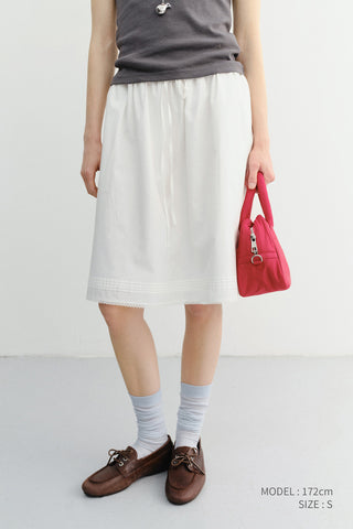 LACED MIDI FULL SKIRT WHITE