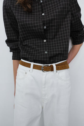 D-BUCKLE SUEDE BELT CAMEL