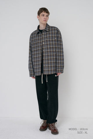 UNISEX QUILTED FLANNEL SHIRT BROWN CHECK