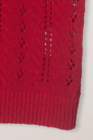 COLLARED HALF SLEEVE CARDIGAN RED