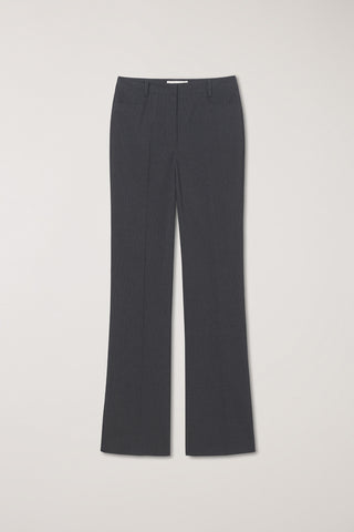 SEMI BOOT-CUT SLIM SLACKS CHARCOAL STRIPE