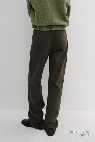 BRUSHED STRAIGHT JEANS KHAKI BROWN