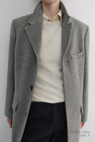 UNISEX 2-WAY 3 BUTTON CASHMERE COAT MELANGE GREY