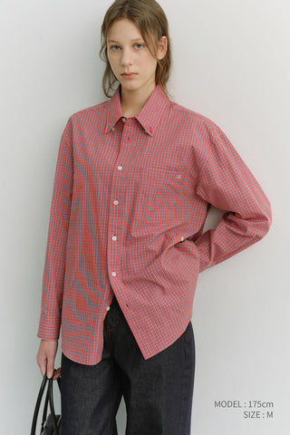 UNISEX OVERSIZED BD CHECKED SHIRT RED CHECK