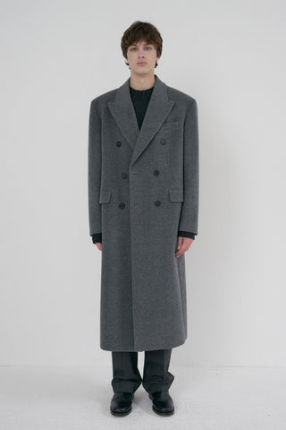 UNISEX TAILORED DOUBLE-BREASTED CASHMERE COAT MELANGE GREY