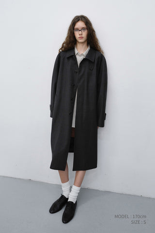 UNISEX H-LINE WOOL MAC COAT BROWN CHECK